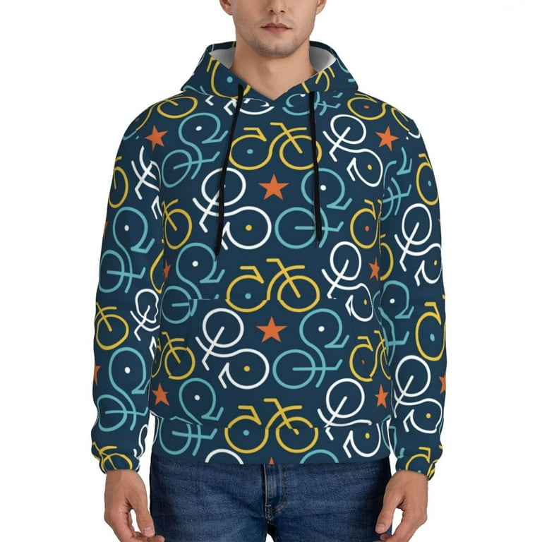 Xecao Bicycle Colorful Pattern Men s Adult Pullover Hoodie Hooded Sweatshirt Large Walmart