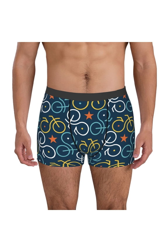 Bicycle Colorful Print Men's Underwear Boxer Briefs Pack - Your ComfortSoft, Moisture-Wicking, and Breathable Choice for Men's Underwear-Small