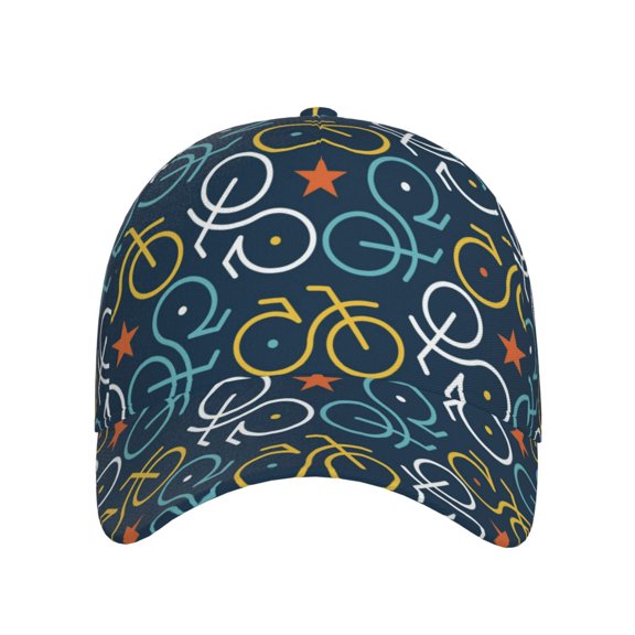 Xecao Bicycle Colorful for Baseball Cap: Unisex, crafted from classic polyester twill fabric, featuring a soft unconstructed design