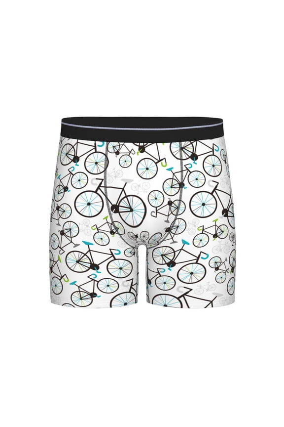 Bicycle Print Boxer Briefs for Men's Stretch Moisture-Wicking Underwear, Mid-Rise Classics breathable fabric
