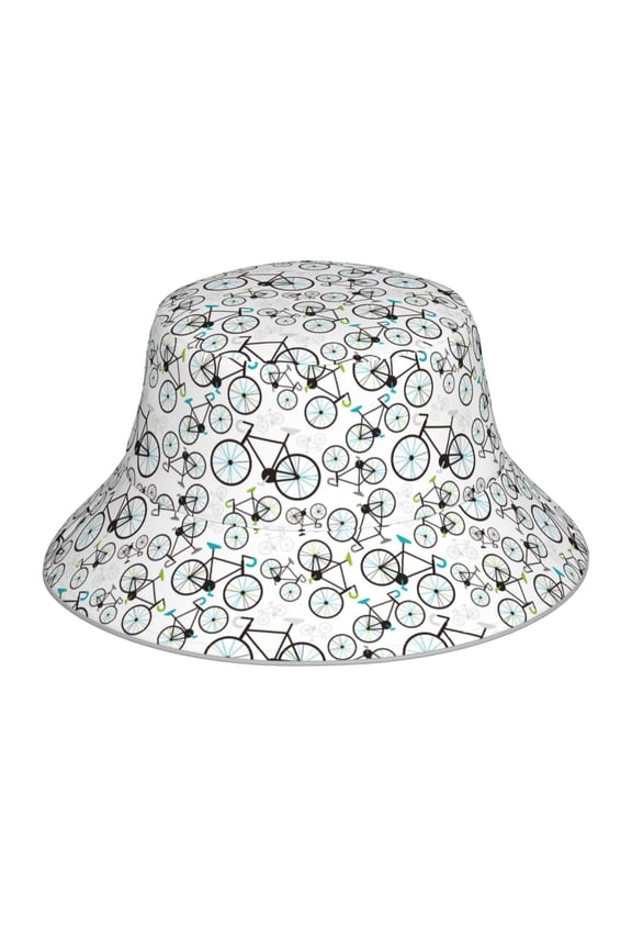 Bicycle Print Men and Women Night Reflective Hat Runner Cap Visor Bucket Hat Boonie Cap
