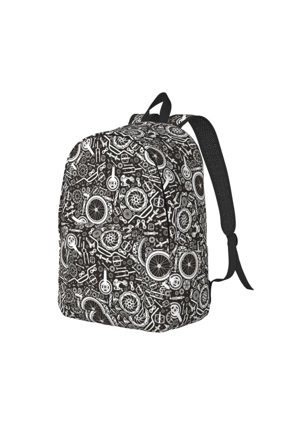Bicycles Parts Canvas College Laptop Backpack, a durable rucksack designed for both men and women, ideal for travel, school, and daily use-Small