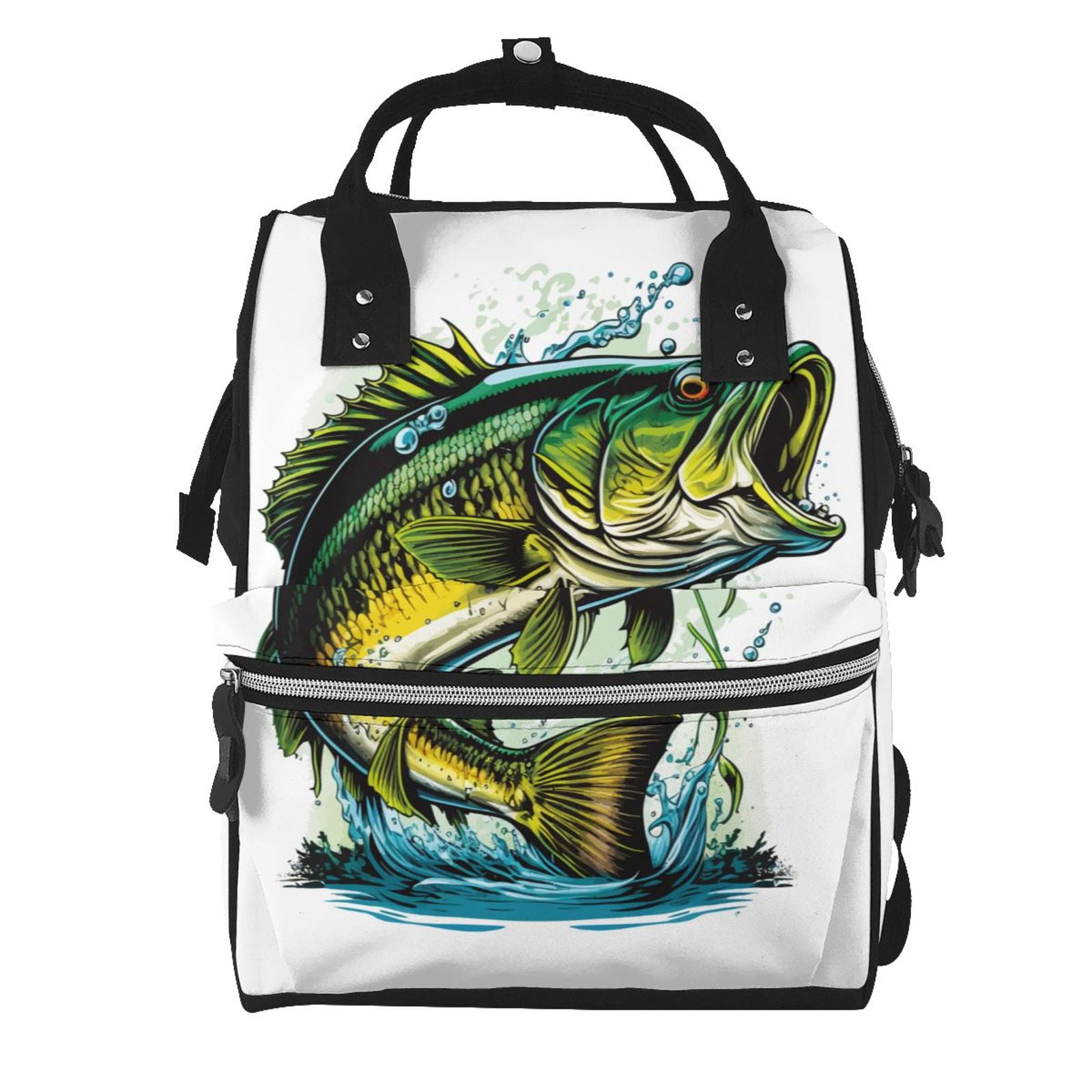 Xecao Big bass fish Print Large Capacity Nappy Bag Is a Multi ...