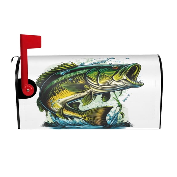 Xecao Big bass fish for Mailbox Cover with Magnetic Strips, Waterproof and Sunscreen, Adds a Decorative Touch to Your Garden Yard-21x18 in