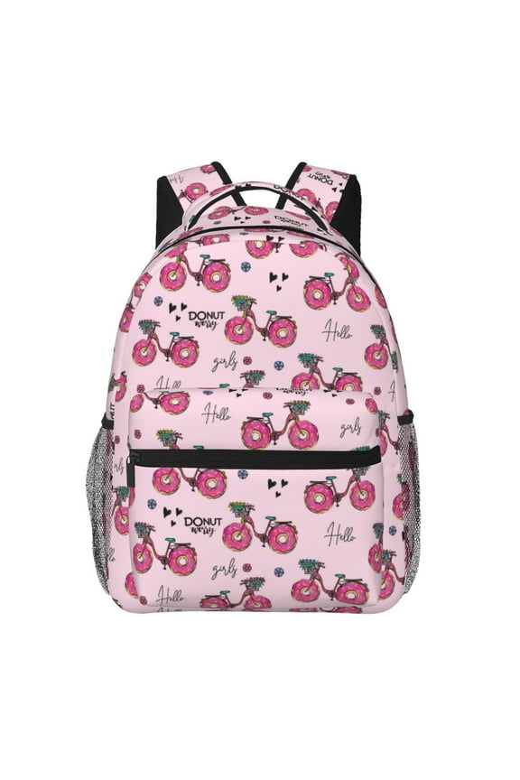 Bike with Donut Wheels Backpack, a stylish and functional choice for both men and women, is the perfect basic bookbag for college, work, or travel