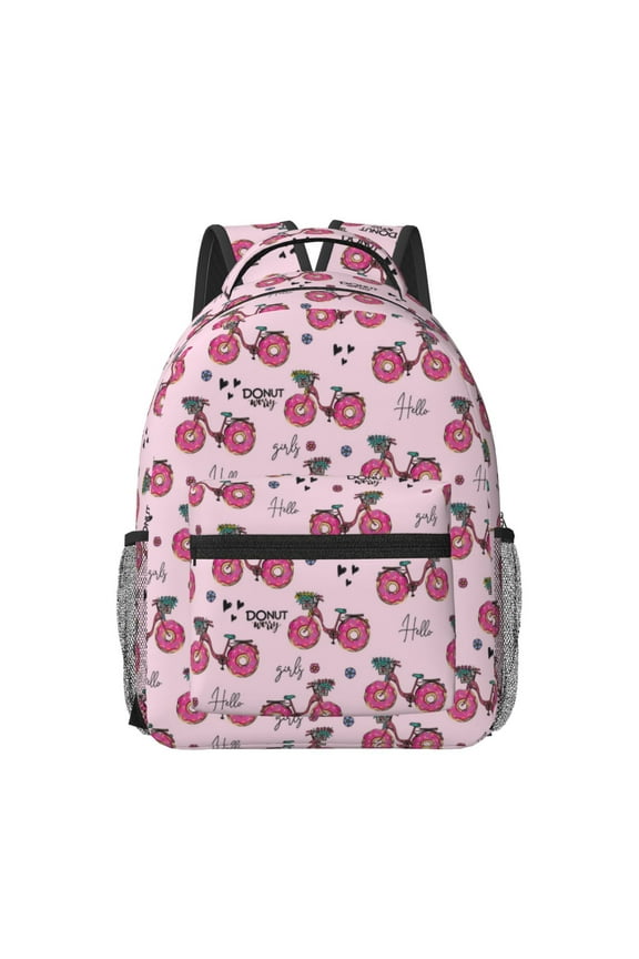 Bike with Donut Wheels Travel Backpack: A spacious, stylish computer backpack ideal for men and women, perfect for college, school, or daily travels