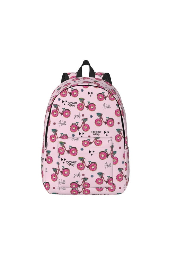 Bike with Donut Wheels for Canvas College Laptop Backpack, Durable Rucksack Travel Notebook Bag School Backpack Book Bag for Men Women