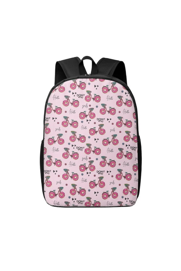 Bike with Donut Wheels print Travel Backpack, Large Computer Backpack for Men Women, College School Rucksack Book Bag