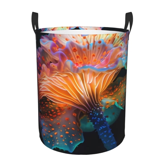 Xecao Bioluminescent Underwater Flower Print Laundry Basket,Laundry Hamper Designed for Storage Dirty Clothes Hamper,Collapsible Laundry Baskets-Small