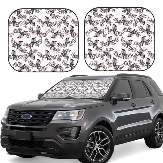 Xecao Bird for Foldable Car Sun Shades (2-Pack) offer sun protection with an easy-fold design for convenient windshield shading.