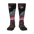 thumbnail image 1 of Xecao Bird4 print thigh-high socks, crafted for both men and women with a stretchy, high-opaque design perfect for daily wear, 1 of 6