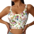 thumbnail image 1 of Xecao Birds And Flowers for Sports Bra with Removable Pads, Crop Tank Top Design, Women's Longline Sports Bra - Non-Wired - Medium, 1 of 9