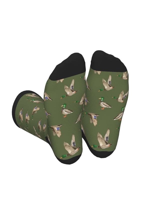 Birds Wild Ducks Print Crew Socks for Men and Women, Men's Soft Moisture-wicking Sock