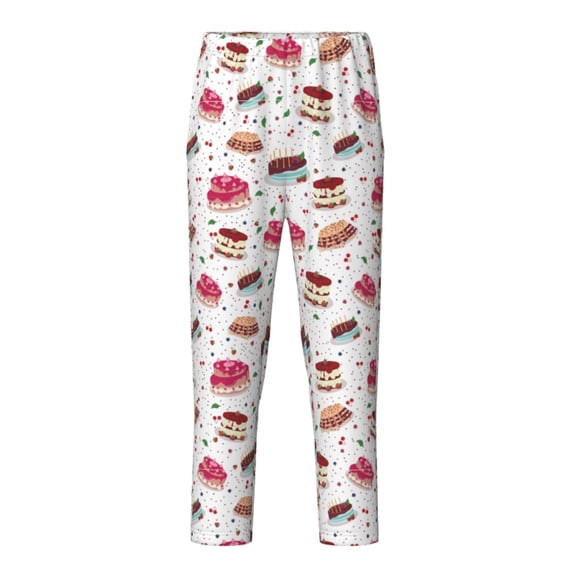 Xecao Birthday Cake Print Teenagers' Pajama Pants Long Sleep Pants Soft Elastic Waist Pajama Bottoms Elastic waist with 2 Pockets 5-16 Years-XS(5-6)