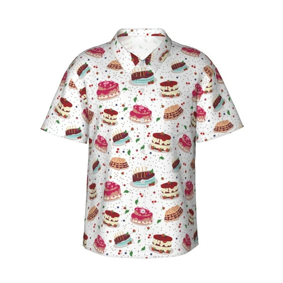 Xecao Birthday Cake print Hawaiian shirt - a stylish short-sleeve button-down for men, perfect for casual beach and tropical outings.