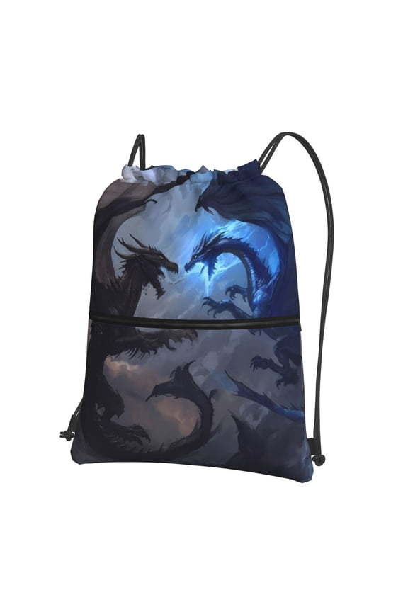 Black And Blue Lightning Dragon for Drawstring Bags,Pull String Backpack Bags,String Bag Sackpack