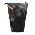 thumbnail image 1 of Xecao Black And Gold White Horse Print Telescopic Pencil Bag Pen Holder Pop Up Stationery Case Stand-up Retractable Transformer Bag Standing Organizer, 1 of 6