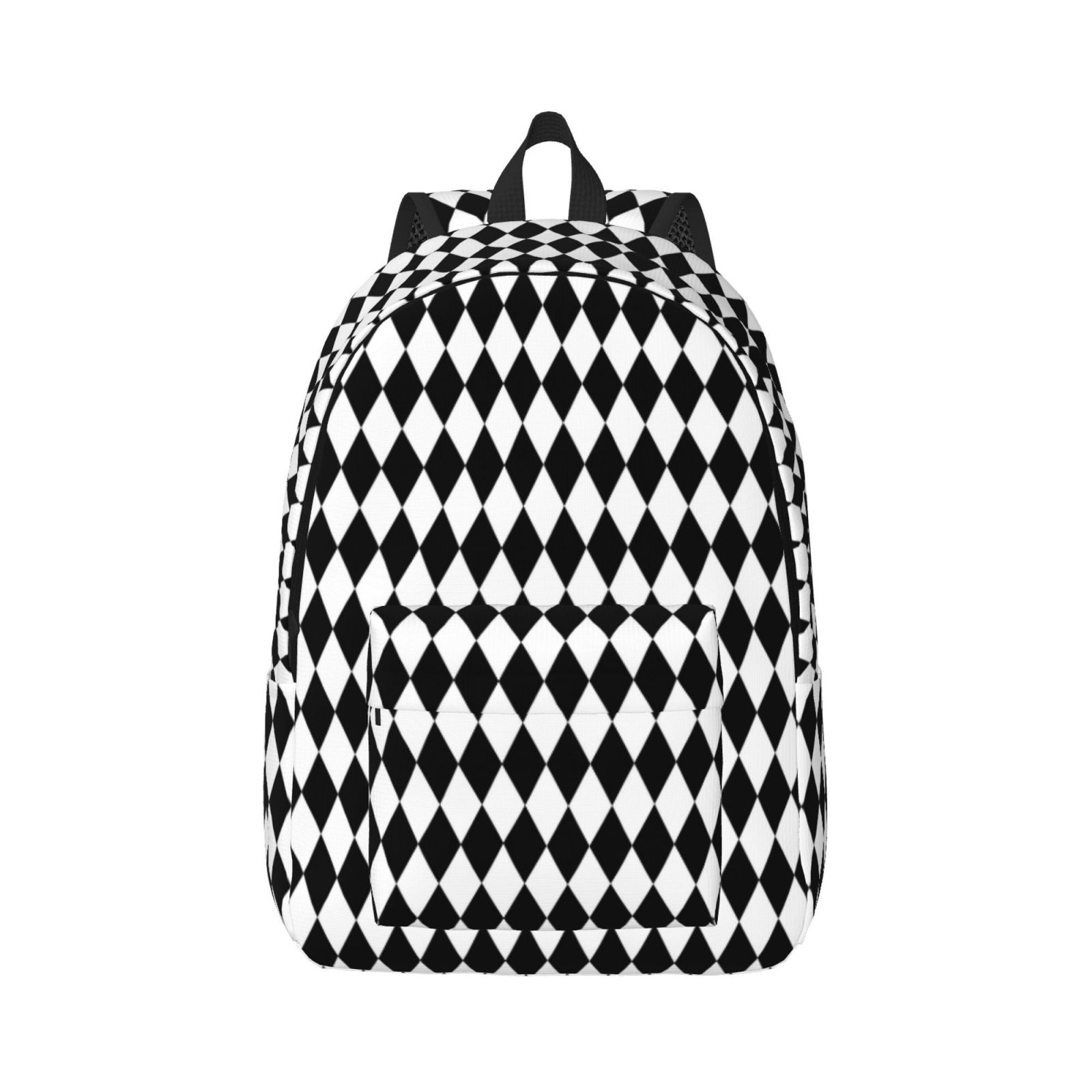 Xecao Black And White Diamonds for Canvas College Laptop Backpack, Durable Rucksack Travel Notebook Bag School Backpack Book Bag for Men Women