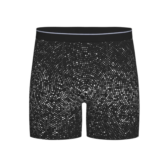 Xecao Black And White Dotted Print Boxer Briefs for Men's Stretch Moisture-Wicking Underwear, Mid-Rise Classics breathable fabric