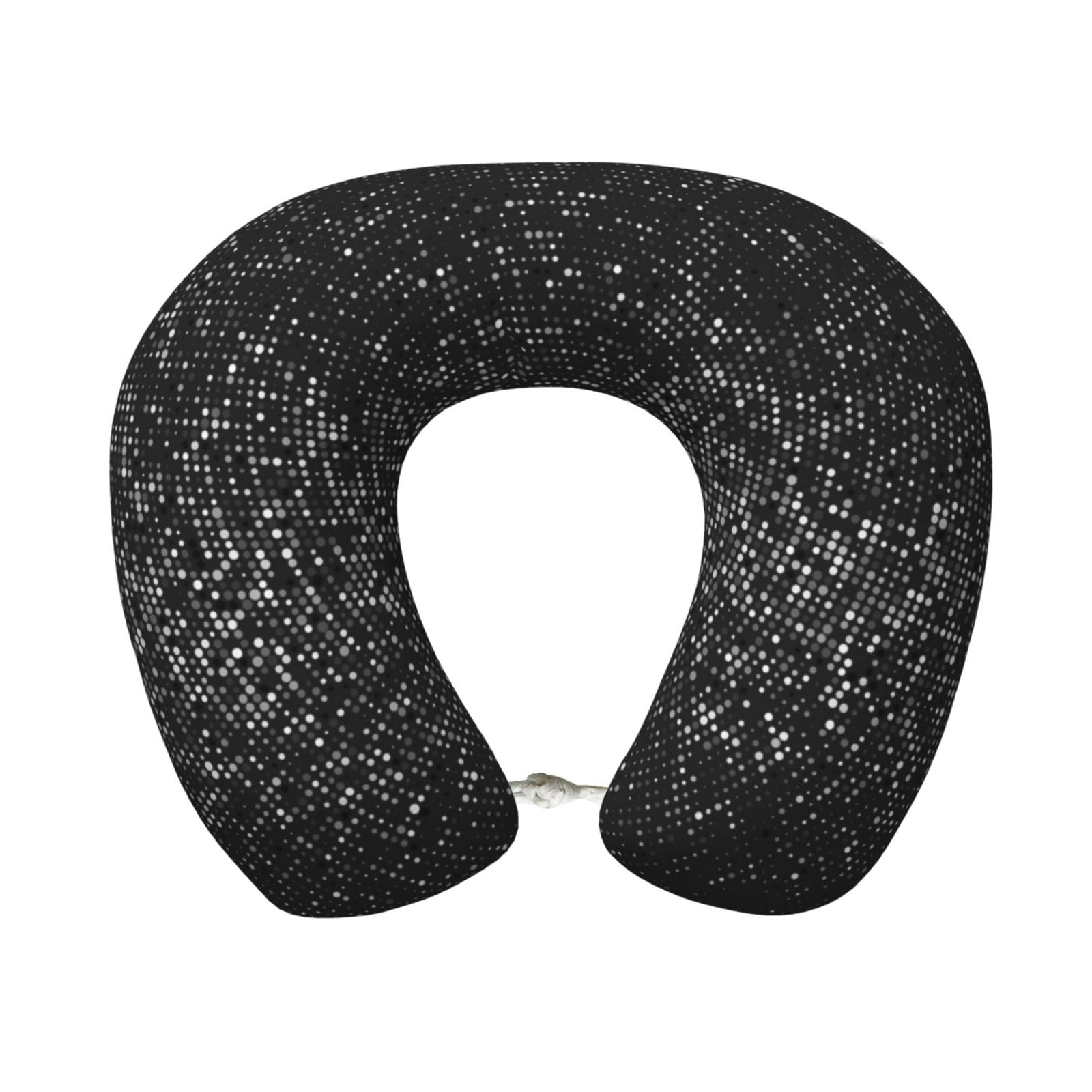 Xecao Black And White Dotted Print Memory Foam Cervical Neck Pillow Versatile U-Shaped Pillows for Home,Office,Camping,Travelling,Soft Washable Cover
