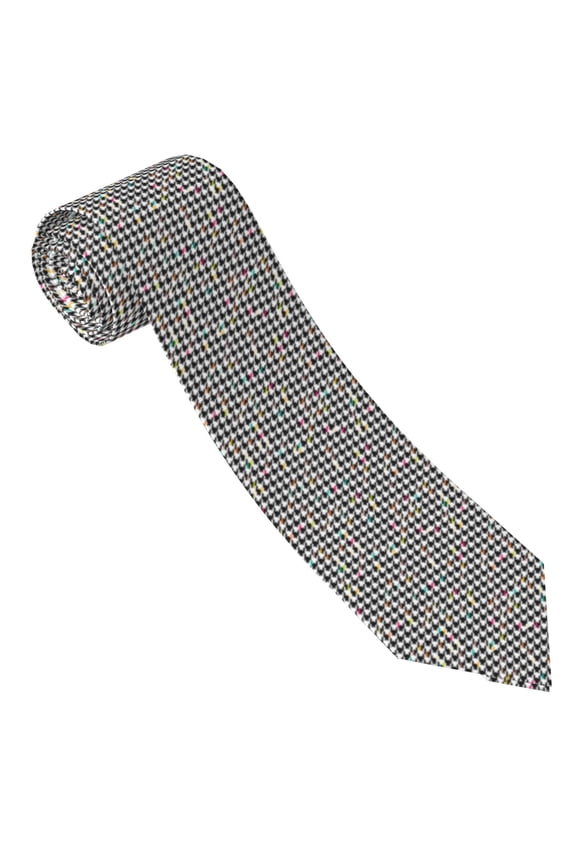 Black And White Houndstooth Print Tie For Men Necktie Woven Jacquard Neck Ties,Classic Men's Tie