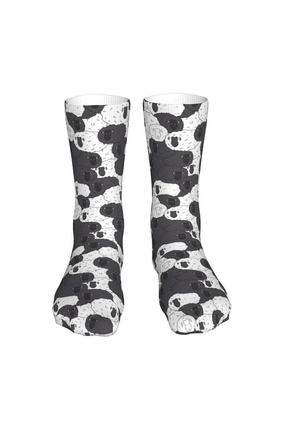 Black And White Sheeps Print Fashion No Heel Casual Crew Socks Cushioned Breathable for Men Women - Moisture wicking,Not easy to fade Suitable for daily