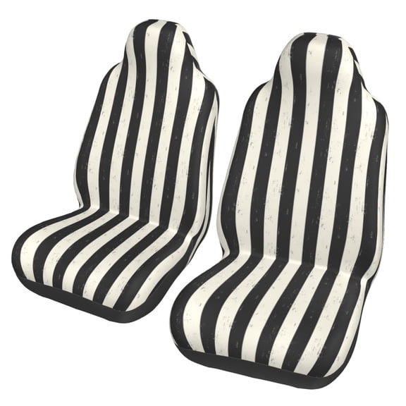 Xecao Black And White Thick Stripes Print Car Seat Cover in That Fits Most Cars, Vans, SUVs, and Trucks.