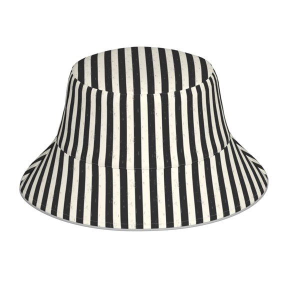 Xecao Black And White Thick Stripes Print Men and Women Night Reflective Hat Runner Cap Visor Bucket Hat Boonie Cap