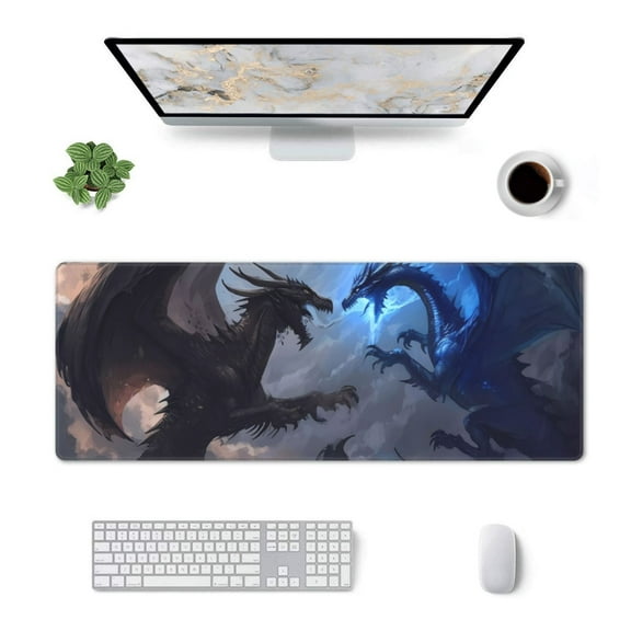 Xecao Black And Blue Lightning Dragon for Mouse Pad - Waterproof Extended Contour Mouse Mat, Large Gaming Mousepad Laptop Keyboard Mat with Non-Slip Rubber Base