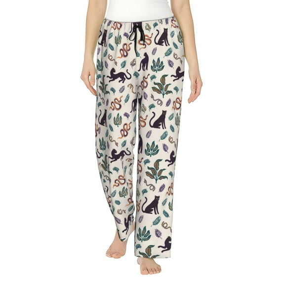 Xecao Black Cat And Snake Women's Straight Lounge Pajama Pants: The Epitome of Relaxed Sleepwear