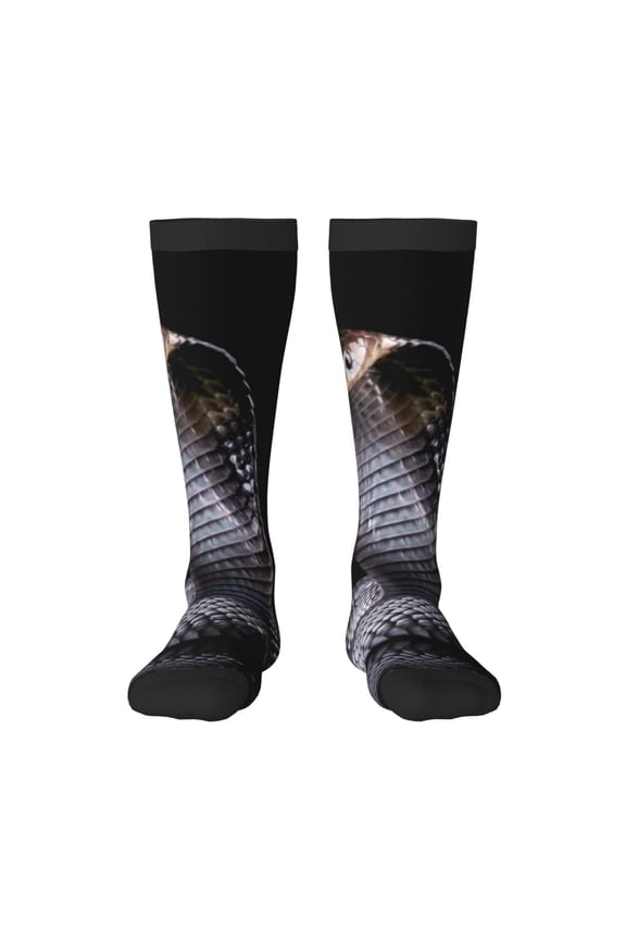 Black Cobra Snake Print Compression Socks for Both Men And Women for Running, Travel, Flight, Nurse