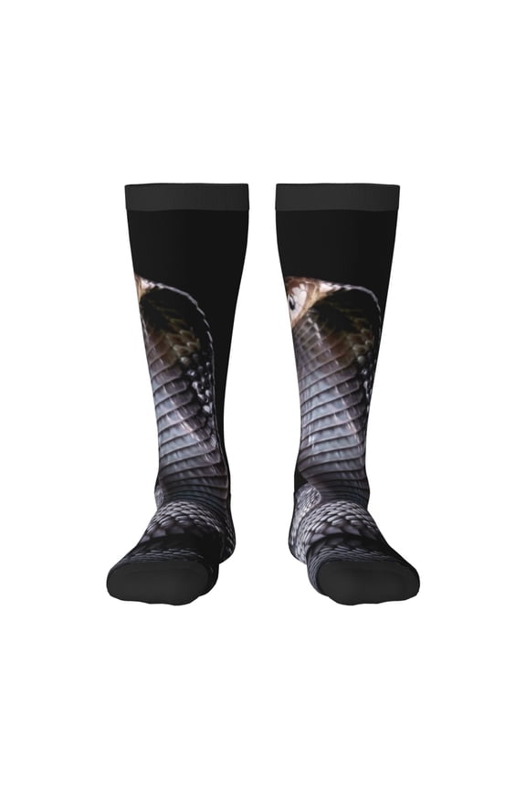 Black Cobra Snake Print Compression Socks for Both Men And Women for Running, Travel, Flight, Nurse