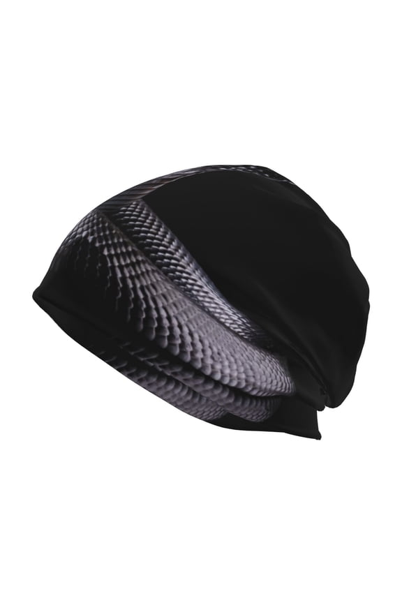 Black Cobra Snake Print Knit Hat,Winter Beanie for Men Women, Beanie Soft Warm Ski Stocking Cuffed Cap