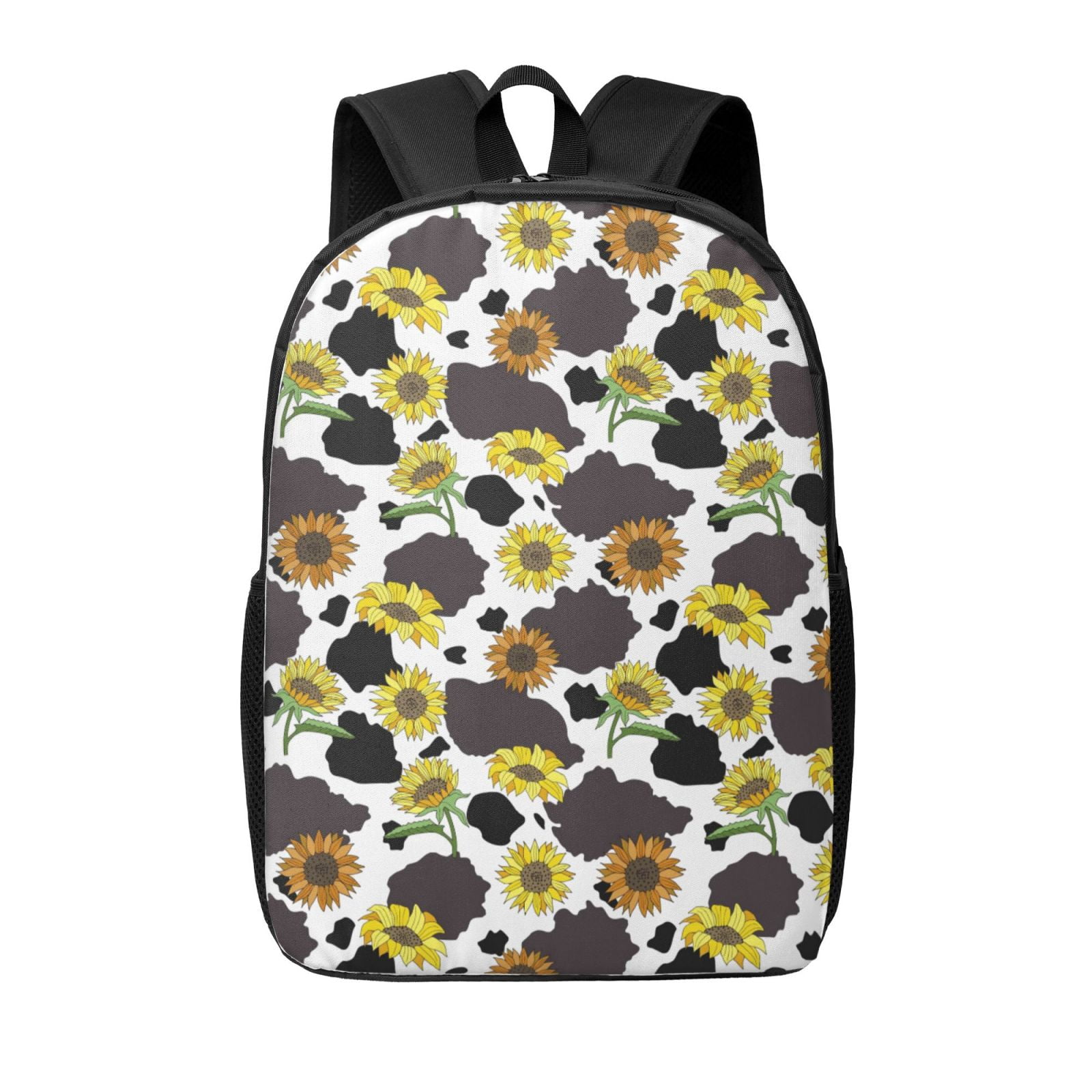 Xecao Black Cow Sunflowers print Travel Backpack, Large Computer Backpack for Men Women, College School Rucksack Book Bag