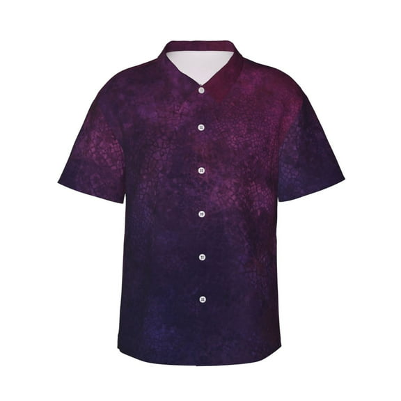 Xecao Black Dark Blue Purple Print Hawaiian shirt - A Stylish Short-Sleeve Button-Down for Men, Perfect for Casual Beach and Tropical Outings.,3X-Large