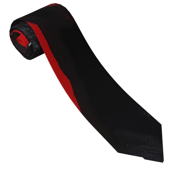 Xecao Black Dog Red Background Print Tie For Men Necktie Woven Jacquard Neck Ties,Classic Men's Tie