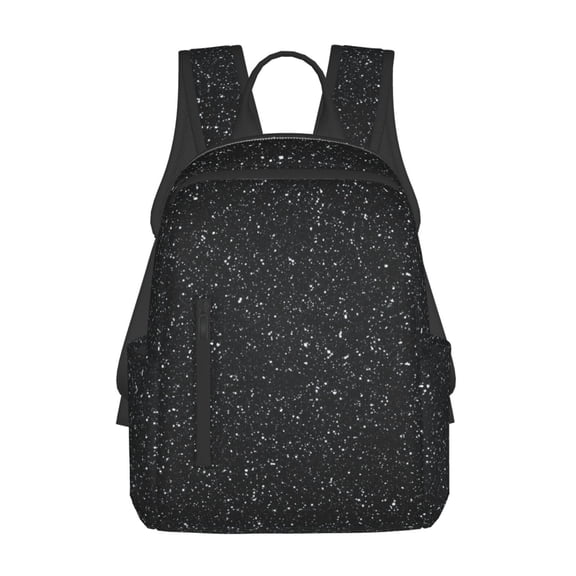 Xecao Black Glitter print Backpack For women men Aesthetic Lightweight Travel Daypack Simple Cute Backpack For Bookbag