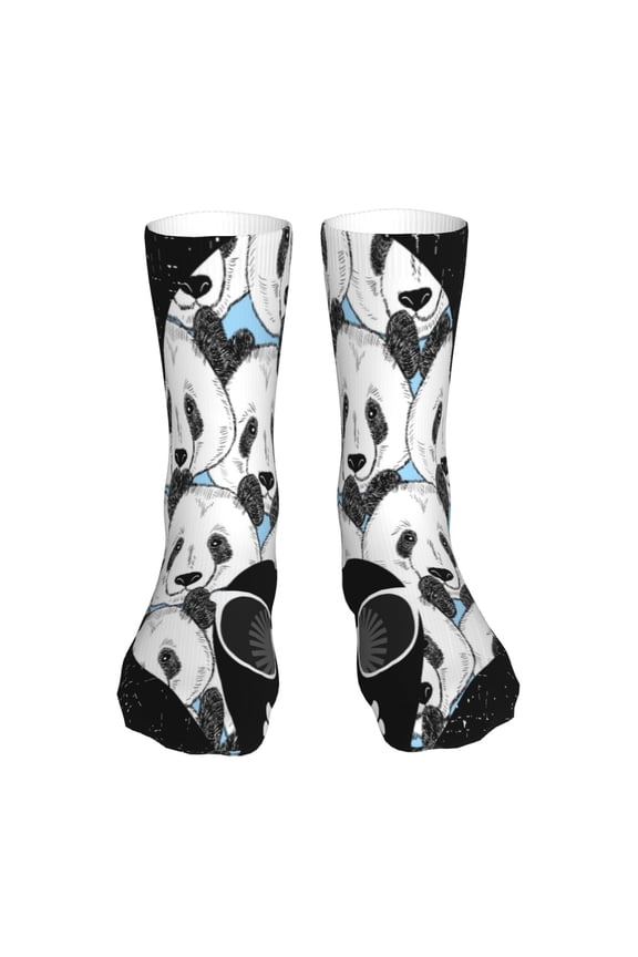Black Head Woman with Panda Hair Print Fashion No Heel Casual Crew Socks Cushioned Breathable for Men Women - Moisture wicking,Not easy to fade Suitable for daily