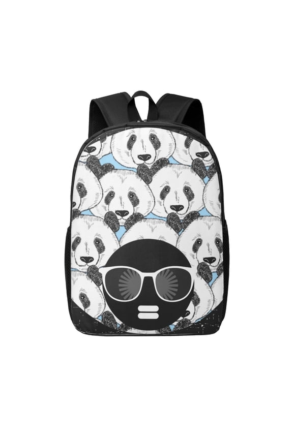 Black Head Woman with Panda Hair print Travel Backpack, Large Computer Backpack for Men Women, College School Rucksack Book Bag