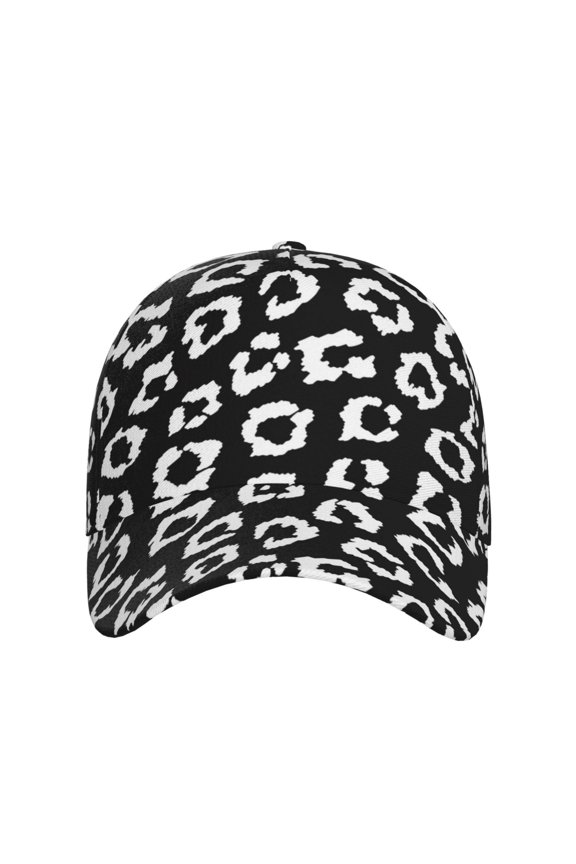 Black Leopard for Baseball Cap: Unisex, crafted from classic polyester twill fabric, featuring a soft unconstructed design