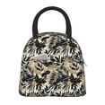 thumbnail image 1 of Xecao Black Palm Leaves Lunch Bag , an insulated, reusable tote bag perfect for adults of all genders, ideal for work, office, picnics and beach trips, 1 of 6