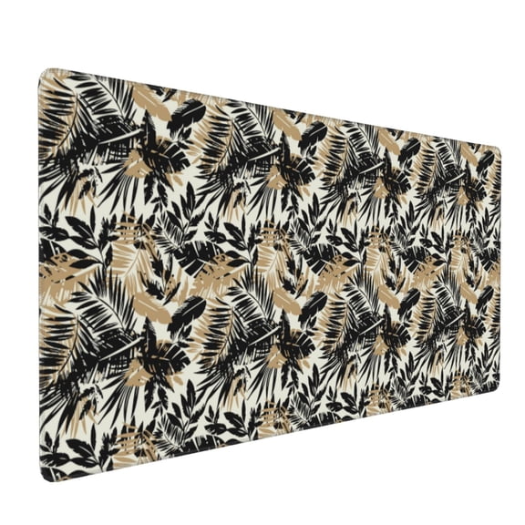 Xecao Black Palm Leaves Print Large Mouse Pad, 16x35.5in Mousepad, Professional Non-Slip Rubber Base Big Mouse Pad, Mouse Pad for Gaming & Office Full Desk Mouse Pad