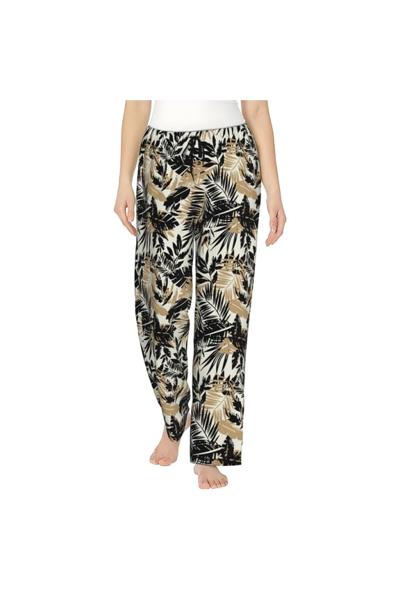Black Palm Leaves Women's Straight Lounge Pajama Pants: The Epitome of Relaxed Sleepwear