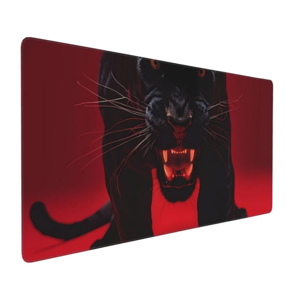 Xecao Black Panther Red Background Print Large Mouse Pad, 16x35.5in Mousepad, Professional Non-Slip Rubber Base Big Mouse Pad, Mouse Pad for Gaming & Office Full Desk Mouse Pad