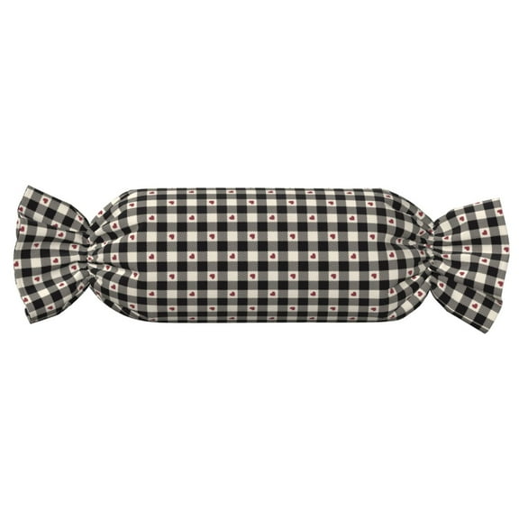Xecao Black Plaid Heart Print+Candy-Inspired Plush Pillow for Men Women Suitable for Beds, Sofas, Game Rooms Drawstring Closure
