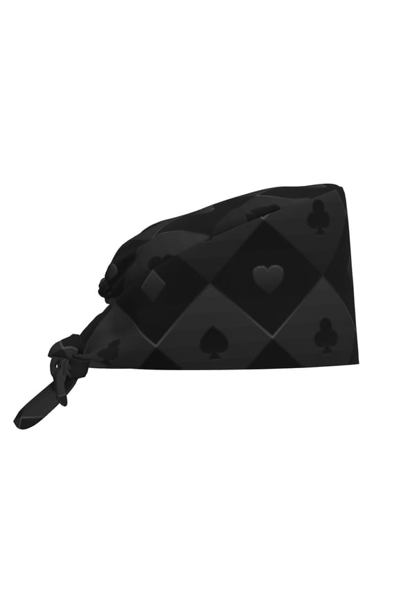 Black Poker Print Men Women Adjustable Working Cap with Button Unisex Hats Sweatband