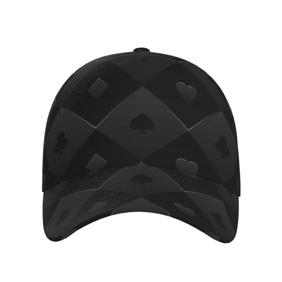 Xecao Black Poker for Baseball Cap: Unisex, crafted from classic polyester twill fabric, featuring a soft unconstructed design