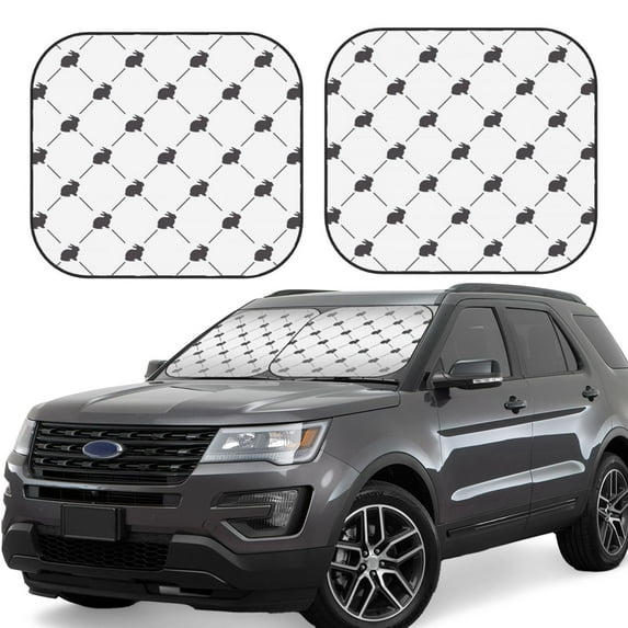 Xecao Black Rabbit for Foldable Car Sun Shades (2-Pack) offer sun protection with an easy-fold design for convenient windshield shading.