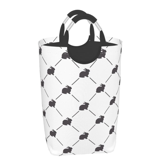 Xecao Black Rabbit for Laundry Basket,Collapsible Large Laundry Hamper,Wash Bag for Laundry Room, Rolling Laundry Basket with Handles