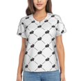 thumbnail image 1 of Xecao Black Rabbit for Women's V-Neck T-Shirts-Elegant Half-Sleeve Tops Perfect for Summer-X-Large, 1 of 5